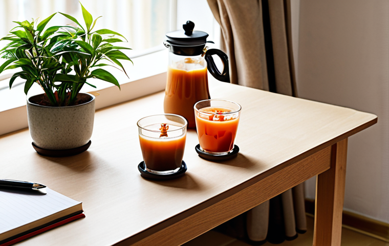 **Image Prompt:** A meticulously organized study desk bathed in natural light, featuring a small potted plant, a Pomodoro timer, and a glass of iced Thai milk tea (Cha Yen). Books and stationery are neatly arranged. The overall atmosphere is calm and inviting, promoting focus.