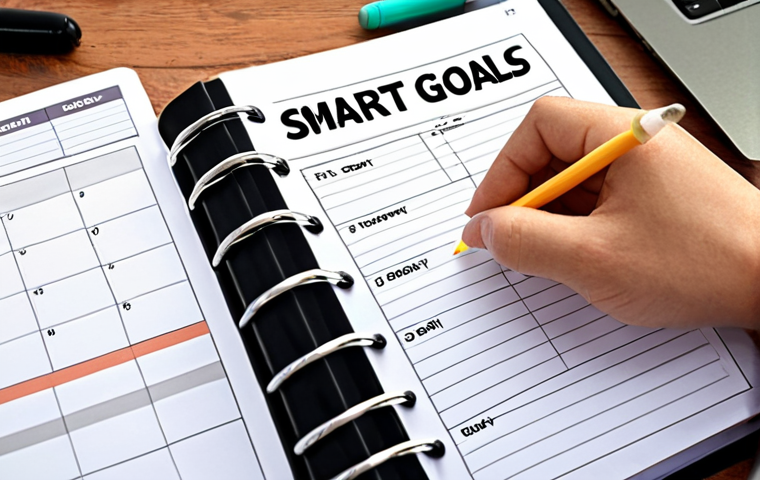 **

Prompt: SMART goals concept. Close-up of a person writing in a planner, focusing on specific, measurable, achievable, relevant, and time-bound aspects of goal setting. Motivational and organized workspace.

**