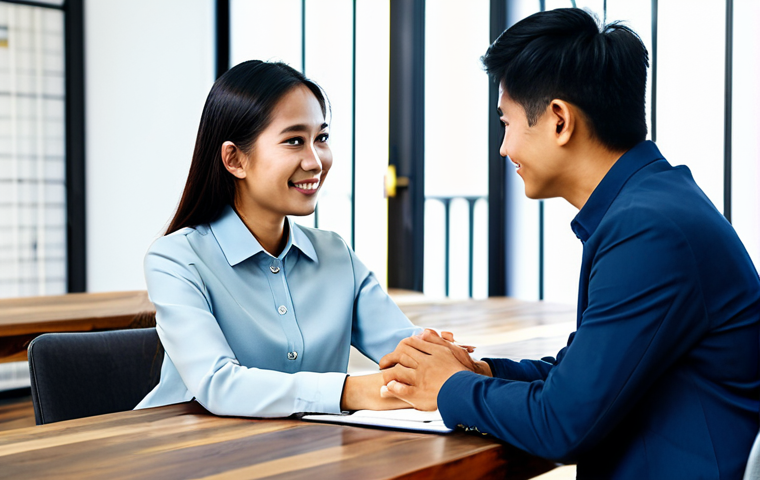 Aspiring Entrepreneur Meeting with Mentor**

"A young Thai entrepreneur, fully clothed in smart casual attire, sits across a wooden table from an older, experienced mentor in a brightly lit co-working space, modest clothing, safe for work, appropriate content, professional setting, perfect anatomy, natural proportions, well-formed hands, proper finger count, natural body proportions, high quality, friendly atmosphere."

**