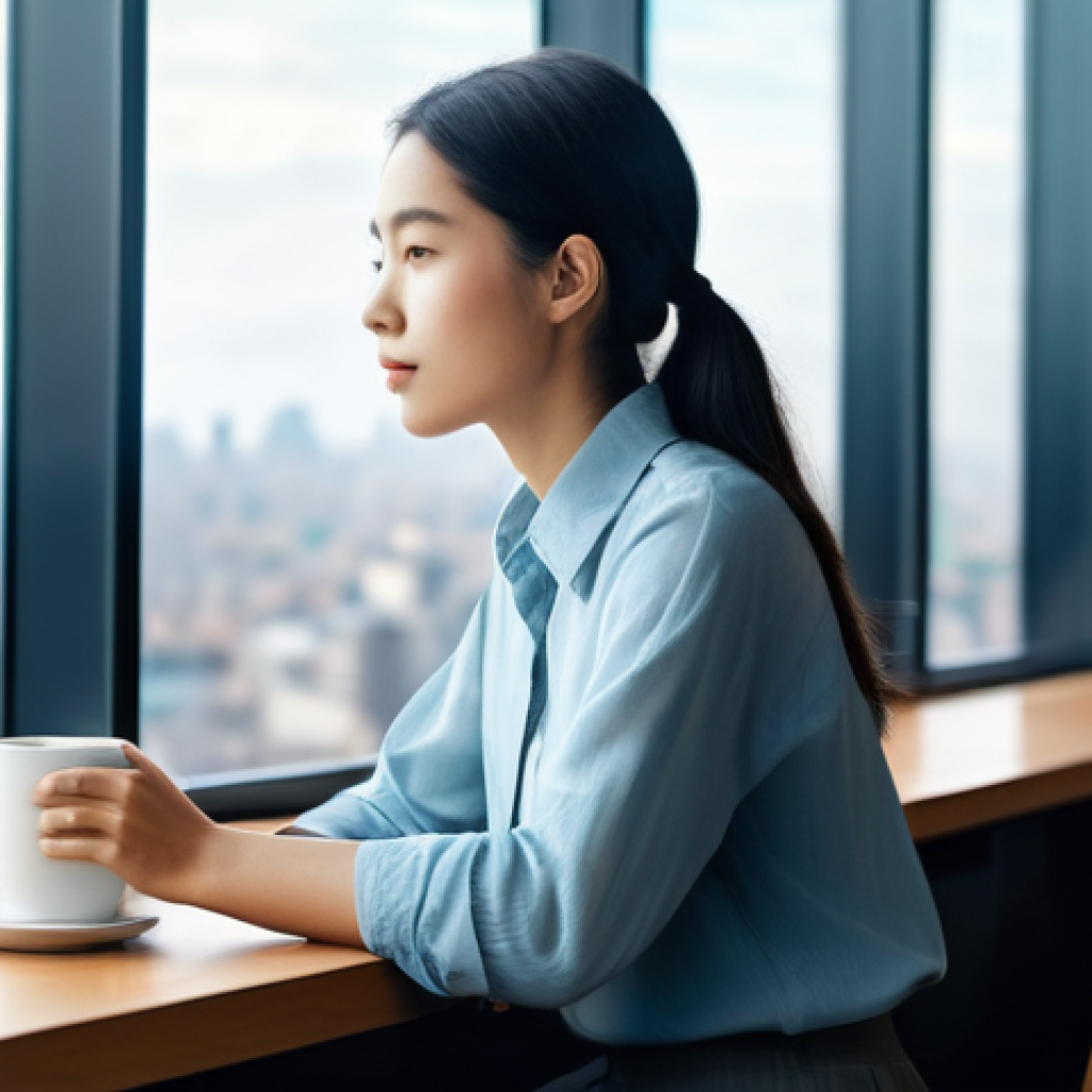 합리적인 의사결정과 인내력의 상관관계 - **Prompt 1: Mindful Reflection in a Digital Age**
A wide shot of a young adult, gender-neutral, ...