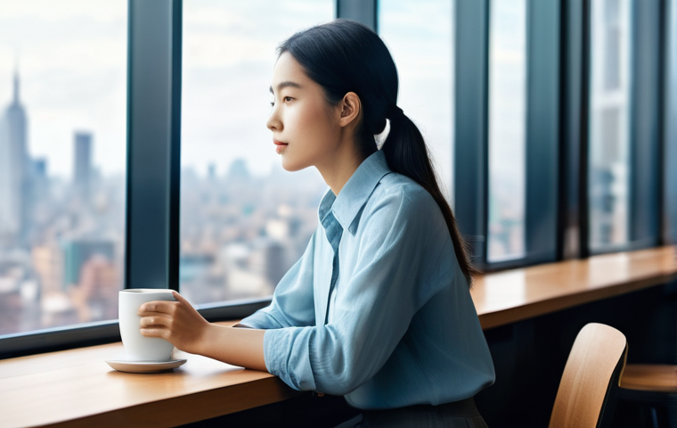 합리적인 의사결정과 인내력의 상관관계 - **Prompt 1: Mindful Reflection in a Digital Age**
    A wide shot of a young adult, gender-neutral, ...
