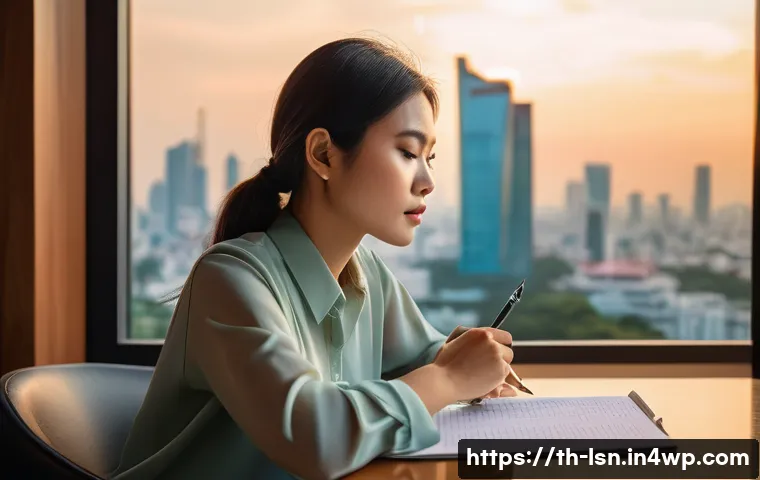 목표 달성을 위한 커뮤니케이션 기술 - **Prompt 1: Self-Reflection and Vision**
    A wide shot of a thoughtful young Thai woman, in her la...